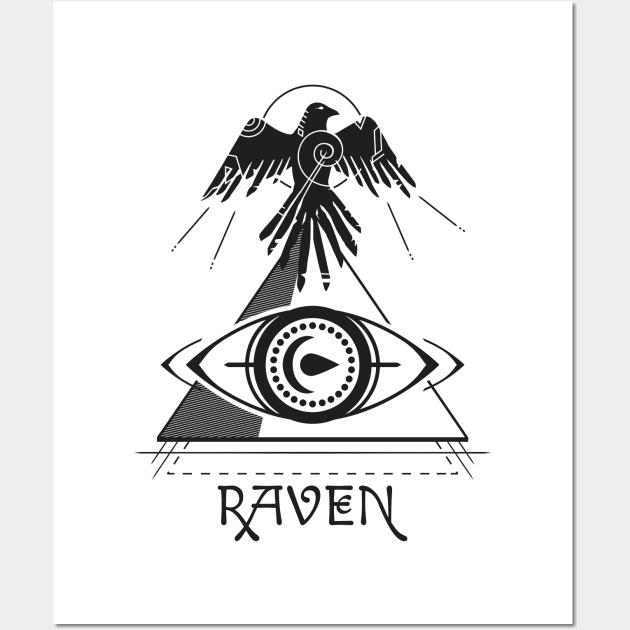 Raven Pyramid Seeing Eye Tattoo Style Wall Art by Ravendax